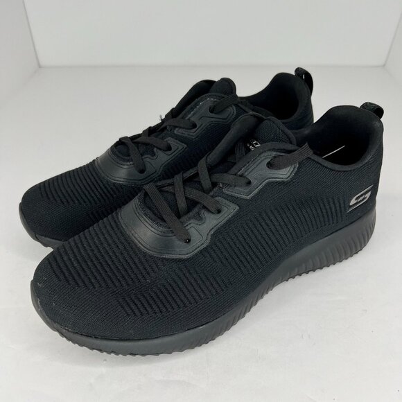 Skechers Shoes - Skechers Bobs Womens 32504W Black Squad Tough Talk Lace Up Size 9 Walking Shoes